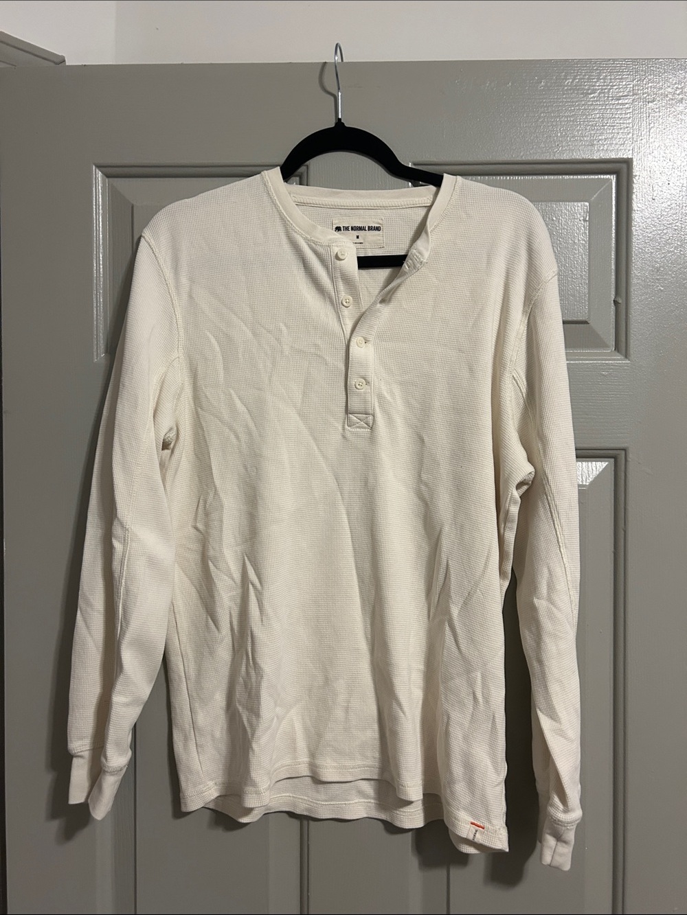 The Normal Brand Long-Sleeve Henley in Cream